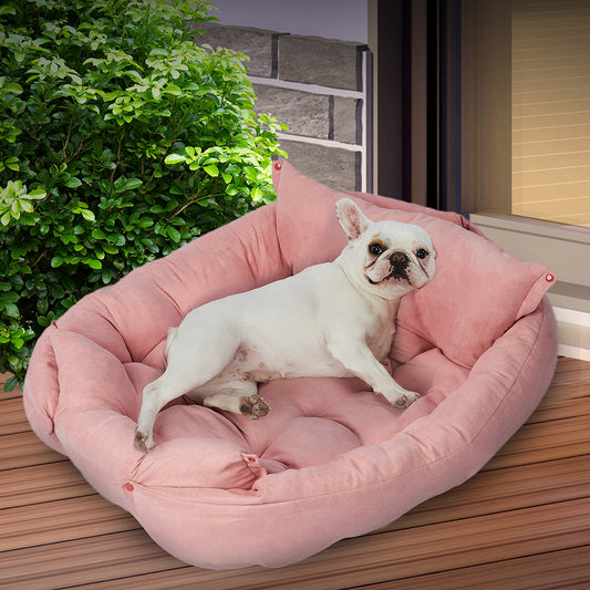 Pet Bed 2 Way Use Dog Cat Soft Warm Calming Mat Pink S
