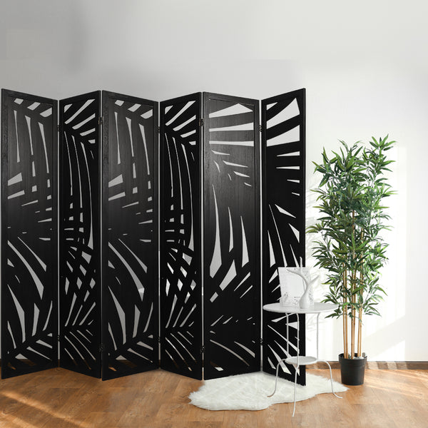  6 Panel Room Divider Folding Screen Partition Multi Sizes Wood Blcak
