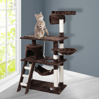 Cat Tree Beastie Scratching Post Pet Scratcher Tower 140cm Dark Brown