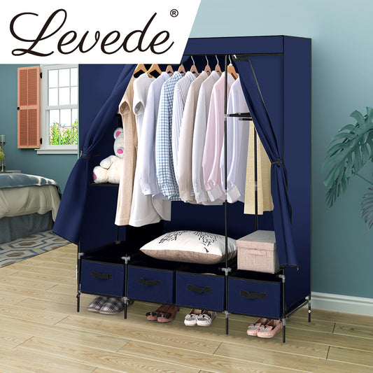 4 Drawer Portable Wardrobe Navy Blue 
