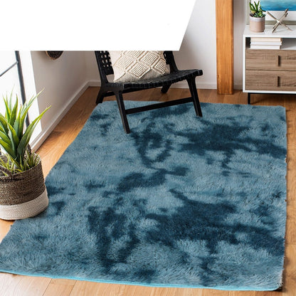 Floor Rug Shaggy Rugs Soft Large Carpet Area Tie-dyed 120x160cm Blue