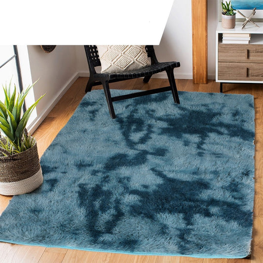 Floor Rug Shaggy Rugs Soft Large Carpet Area Tie-dyed 120x160cm Blue