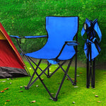 2Pcs Folding Camping Chairs-Blue