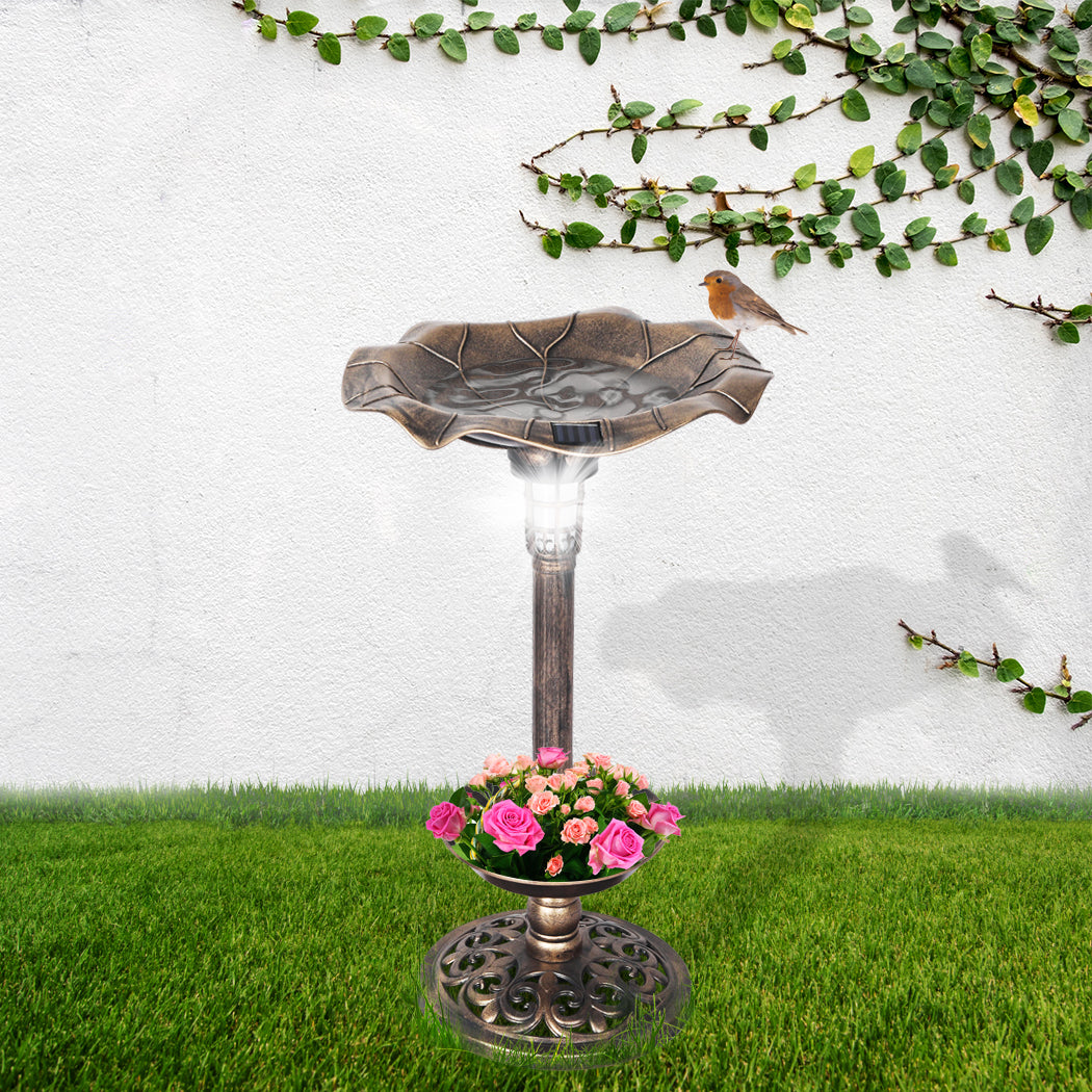 2PC beautiful Bird Bath Feeder Ornamental Solar Light- Bronze