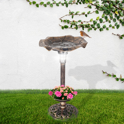 2PC beautiful Bird Bath Feeder Ornamental Solar Light- Bronze