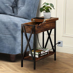 Side End Table Bedside Tables Wood Nightstand Storage Cabinet -Brown