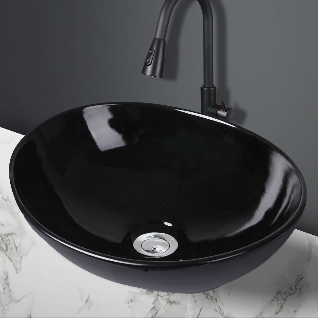 Wash Basin Oval Gloss Black