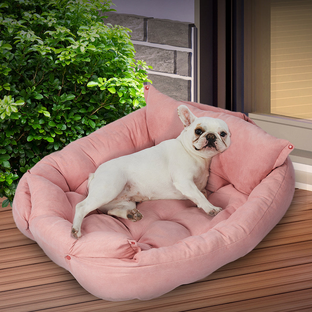 Pet Bed 2 Way Use Dog Cat Soft Warm Calming Mat Pink M 
