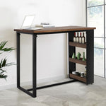 High Bar Table Industrial Pub Table With 3-Tier Storage Shelf Solid Wood