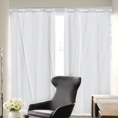 2x Blockout Curtains Panels 3 Layers with Gauze Room Darkening 140x244cm Grey