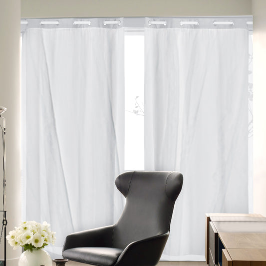 2x Blockout Curtains Panels 3 Layers with Gauze Room Darkening 140x244cm Grey