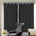 2x Blockout Curtains Panels 3 Layers Room Darkening 180x213cm Black