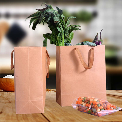 50x Brown Paper Bag Eco Recyclable Shopping Retail Bags