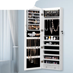 Mirror Jewellery Cabinet Makeup Storage Ear Ring Necklace Box With Led Light New