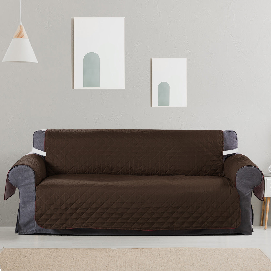 Sofa Cover Couch Lounge Protector Quilted Slipcovers Waterproof Coffee 335cm x 218cm