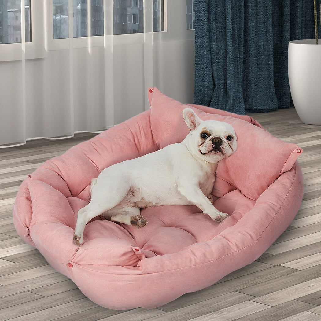 Pet Bed 2 Way Use Dog Cat Soft Warm Calming Mat Pink M 
