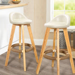 2x Leather Swivel Bar Stool Kitchen Stool Dining Chair Barstools Cream