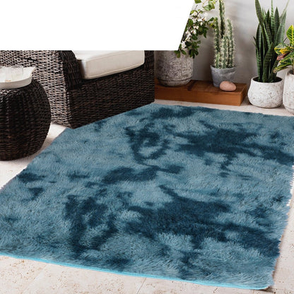 Floor Rug Shaggy Rugs Soft Large Carpet Area Tie-dyed 120x160cm Blue