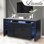 Buffet Sideboard Cabinet Storage Modern High Gloss Cupboard Drawers Black 192cm