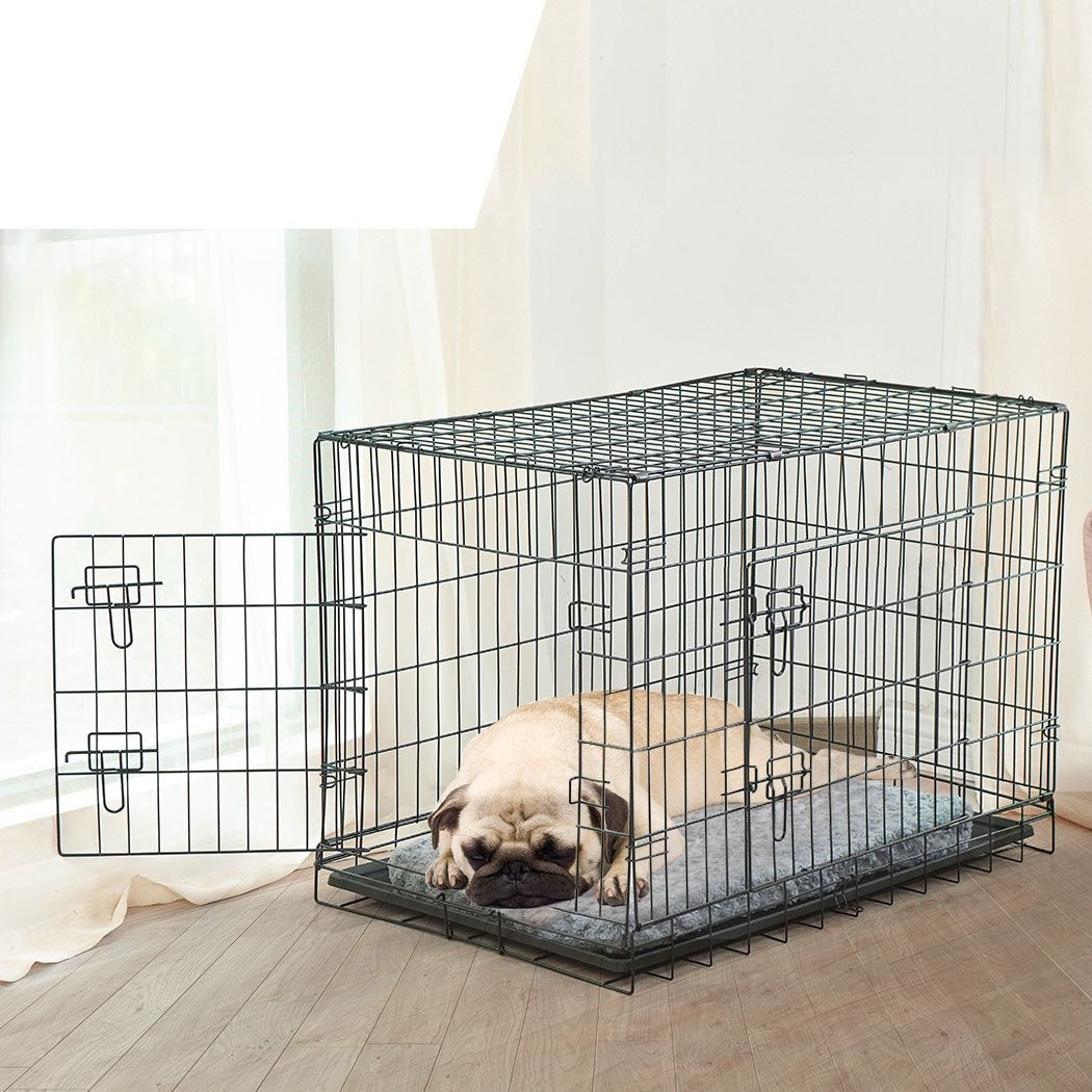 Foldable Metal Carrier Portable Kennel With Bed 48"
