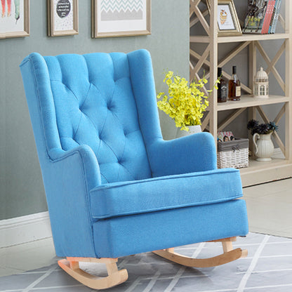 Rocking Chair Chairs Armchair Fabric Lounge Recliner Feeding Rocker Blue