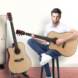 Sleek lacquer finish 41 Inch Wooden Folk Acoustic Guitar- Nature