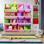12 Bins Kids Toy Box Bookshelf Organiser Drawer