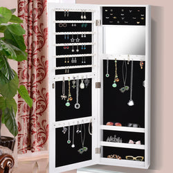 Stylish wall mount makeup and jewellery cabinet with mirror