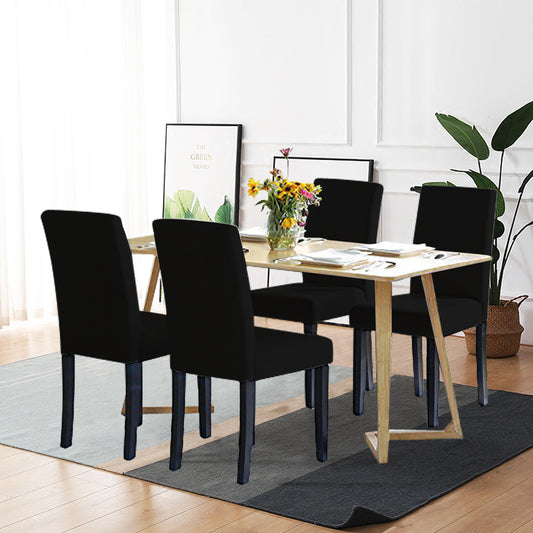 4x Stretch Elastic Chair Covers Dining Room Wedding Banquet Washable Black