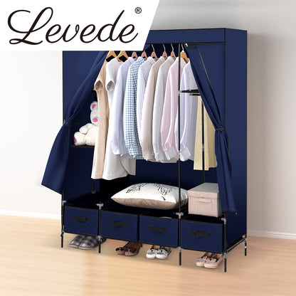 4 Drawer Portable Wardrobe Navy Blue 
