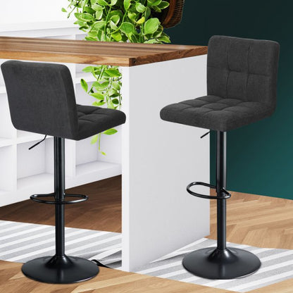 2x Kitchen Bar Stools Gas Lift Chairs 360Â° Swivel Steel Grey