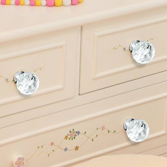 30mm 10Pack Clear Crystal Glass Door Pull Knobs