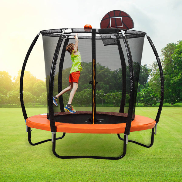  Trampoline Round Trampolines Mat Springs Net Safety Pads Cover Basketball 8FT