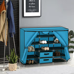 Shoe Rack DIY Portable Storage Cabinet Organiser Stackable Shelf Organizer Blue