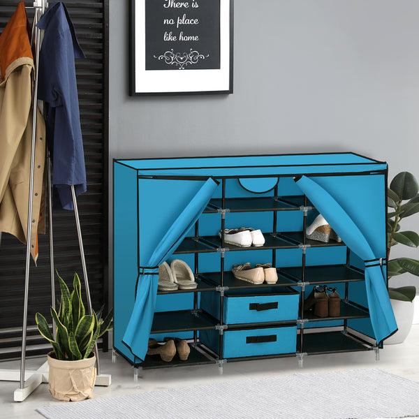  Shoe Rack DIY Portable Storage Cabinet Organiser Stackable Shelf Organizer Blue