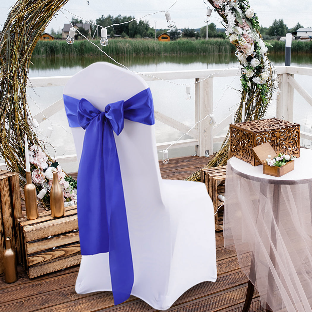 20x Satin Chair Sashes Table Runner Blue
