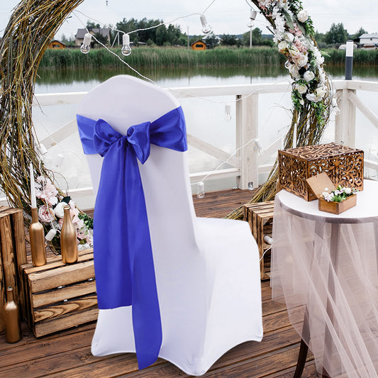 20x Satin Chair Sashes Table Runner Blue