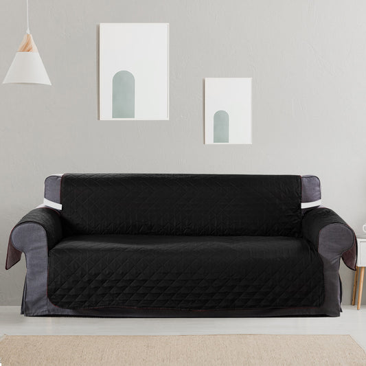 Sofa Cover Couch Lounge Protector Quilted Slipcovers Waterproof Black 335cm x 218cm
