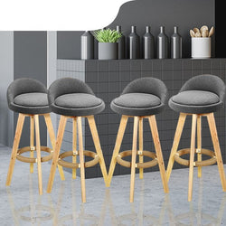 4x Fabric Swivel Bar Stool Kitchen Stool Dining Chair Barstools Grey