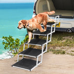 6 Steps Dog Ramp Adjustable Height Stair Car Dog Folding Portable Aluminium