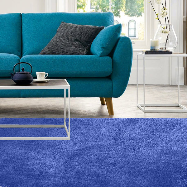  Ultra Soft Anti Slip Rectangle Plush Shaggy Floor Rug Carpet in Blue 160x225cm