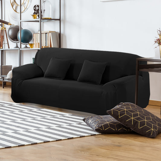 Easy Fit Stretch Couch Sofa Slipcovers Protectors Covers 4 Seater Black
