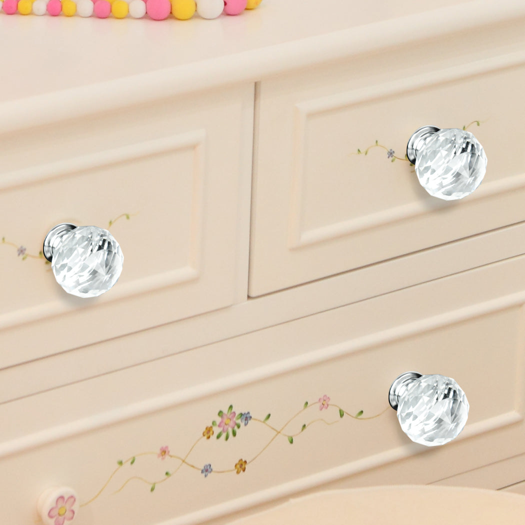 40mm 10Pack Clear Crystal Glass Door Pull Knobs