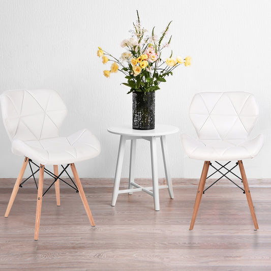 4xPU Leather Dining Chairs-White