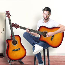 Sleek lacquer finish 41 Inch Wooden Folk Acoustic Guitar