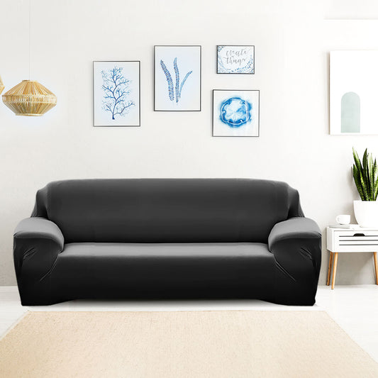 Easy Fit Stretch Couch Sofa Slipcovers Protectors Covers 3 Seater Black