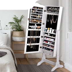 Mirrored Jewellery Dressing Cabinet White