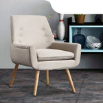 2x Upholstered Fabric Dining Chair-Beige