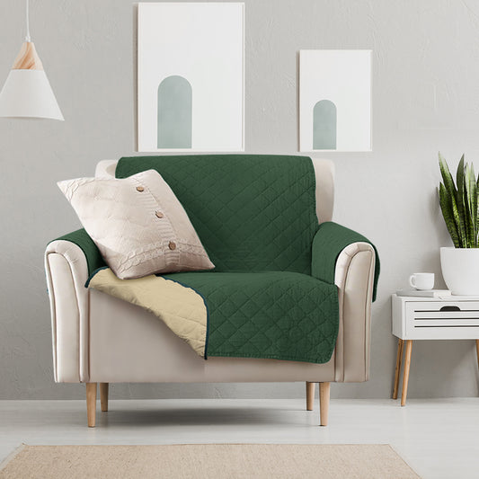 Sofa Cover Couch Lounge Protector Quilted Slipcovers Waterproof Coffee and Khaki 165cm x 190cm