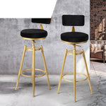Premium velvet upholstery Kitchen Stool Chair Swivel Barstools-black